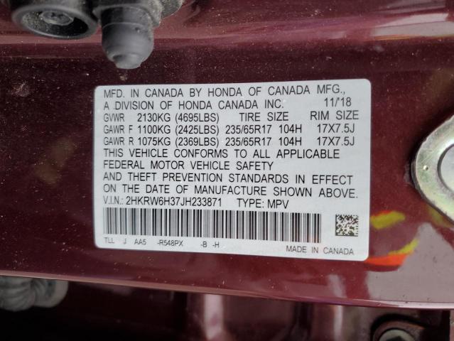 2HKRW6H37JH233871 - 2018 HONDA CR-V LX BURGUNDY photo 13