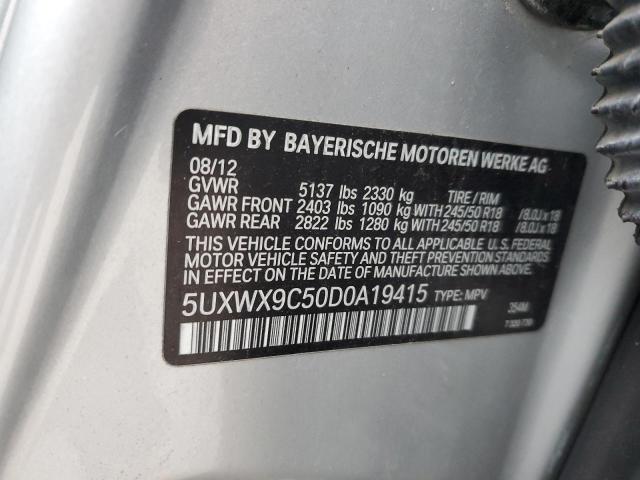 5UXWX9C50D0A19415 - 2013 BMW X3 XDRIVE28I SILVER photo 13