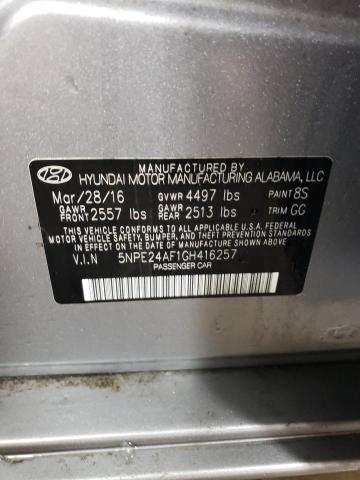 5NPE24AF1GH416257 - 2016 HYUNDAI SONATA SE SILVER photo 12