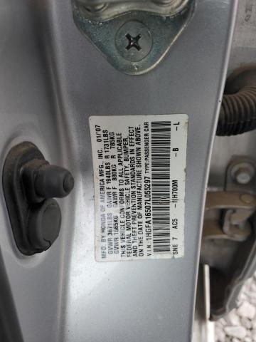 1HGFA16507L055297 - 2007 HONDA CIVIC LX SILVER photo 12