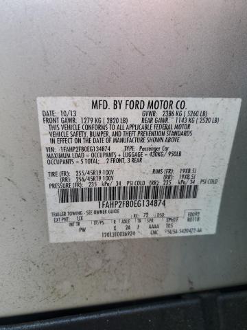 1FAHP2F80EG134874 - 2014 FORD TAURUS LIMITED SILVER photo 12