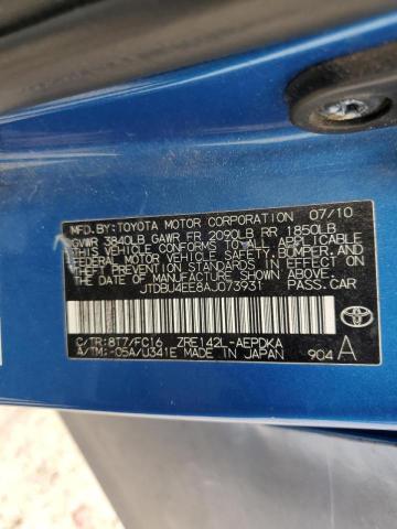 JTDBU4EE8AJ073931 - 2010 TOYOTA COROLLA BASE BLUE photo 12