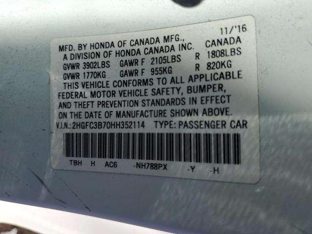2HGFC3B70HH352114 - 2017 HONDA CIVIC EXL თეთრი ფოტო 13
