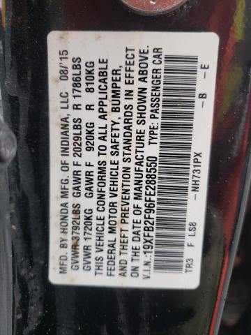 19XFB2F96FE288550 - 2015 HONDA CIVIC EXL შავი ფოტო 13