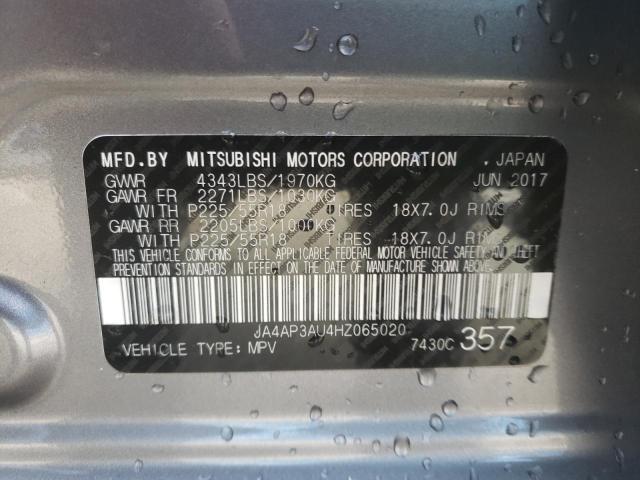 JA4AP3AU4HZ065020 - 2017 MITSUBISHI OUTLANDER ES GRAY photo 14