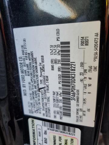 3FA6P0H70DR318221 - 2013 FORD FUSION SE BLACK photo 12