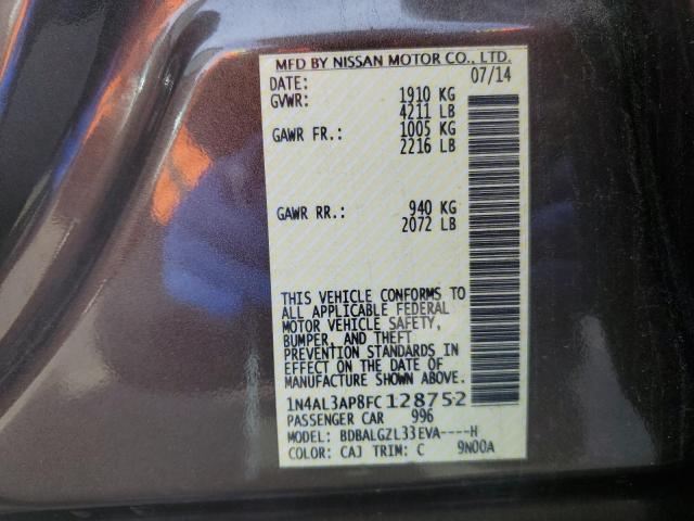 1N4AL3AP8FC128752 - 2015 NISSAN ALTIMA 2.5 GRAY photo 12