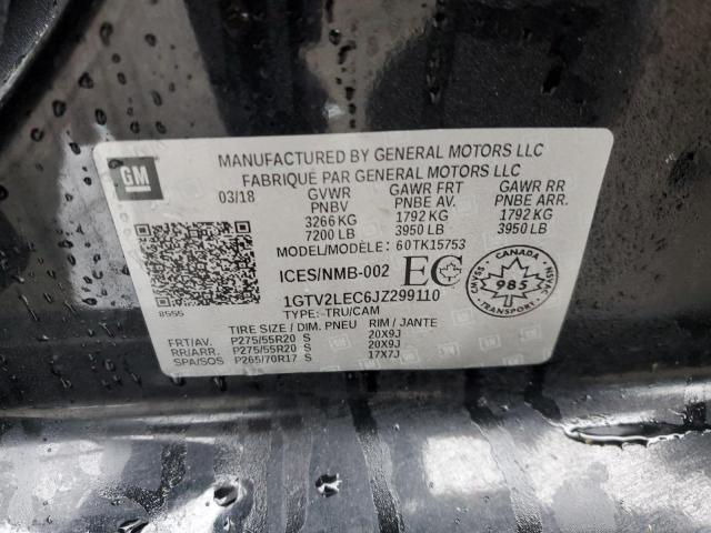 1GTV2LEC6JZ299110 - 2018 GMC SIERRA K1500 BLACK photo 12