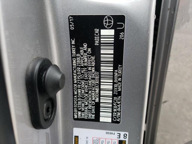 NMTKHMBX7JR018317 - 2018 TOYOTA C-HR XLE GRAY photo 13