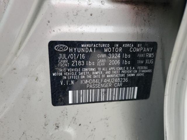 KMHD84LF4HU248236 - 2017 HYUNDAI ELANTRA SE CREAM photo 13