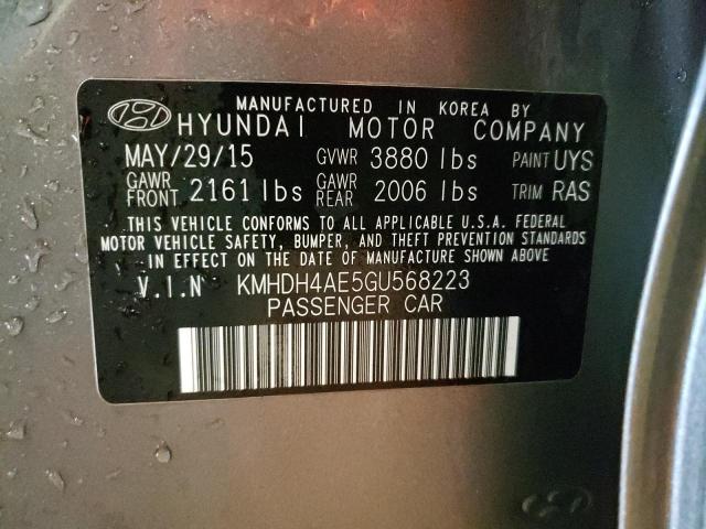 KMHDH4AE5GU568223 - 2016 HYUNDAI ELANTRA SE GRAY photo 12