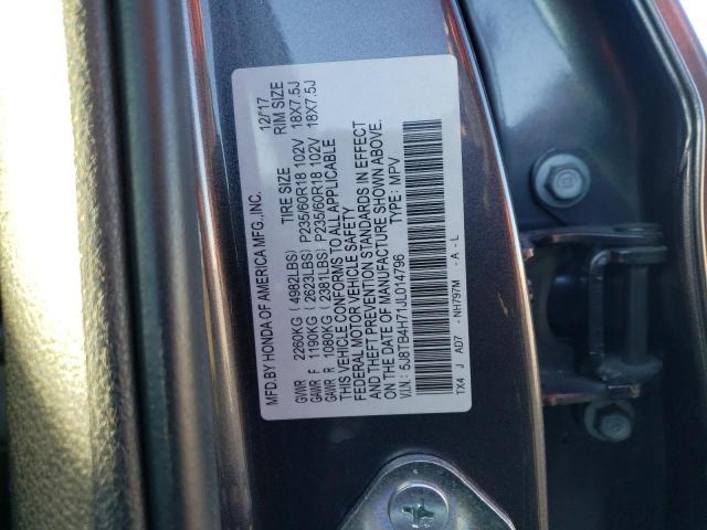 5J8TB4H71JL014796 - 2018 ACURA RDX ADVANCE GRAY photo 12