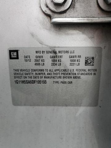 1G11H5SA6DF195193 - 2013 CHEVROLET MALIBU LTZ ვერცხლისფერი ფოტო 12