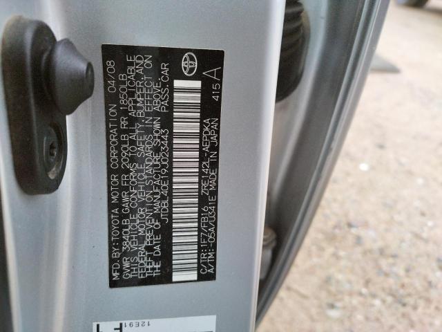 JTDBL40E19J023443 - 2009 TOYOTA COROLLA BASE SILVER photo 12