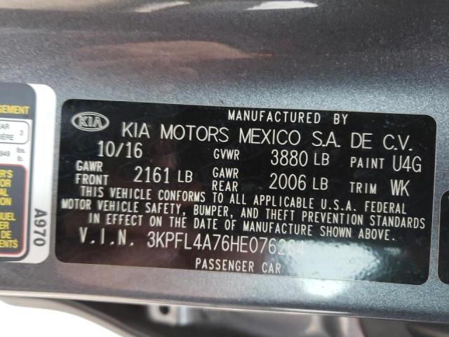 3KPFL4A76HE076264 - 2017 KIA FORTE LX GRAY photo 12