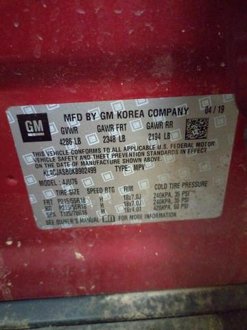 KL4CJASB0KB902499 - 2019 BUICK ENCORE PREFERRED Бордовый фото 13