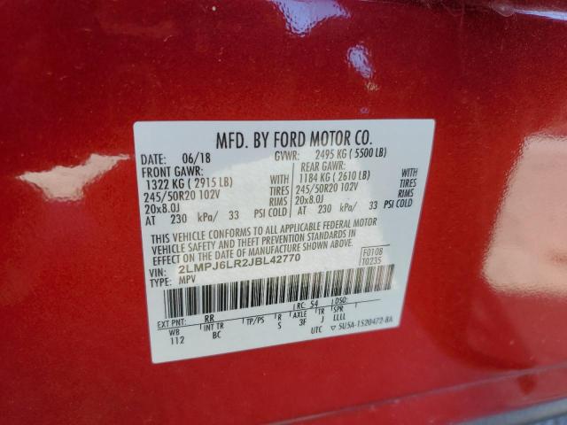 2LMPJ6LR2JBL42770 - 2018 LINCOLN MKX RESERVE მუქწითელი ფოტო 13