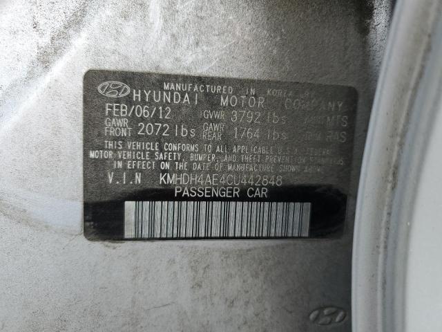 KMHDH4AE4CU442848 - 2012 HYUNDAI ELANTRA GLS GRAY photo 12