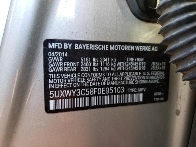 5UXWY3C58F0E95103 - 2015 BMW X3 XDRIVE28D SILVER photo 13