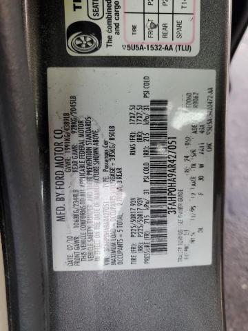 3FAHP0HA9AR427051 - 2010 FORD FUSION SE CHARCOAL photo 12