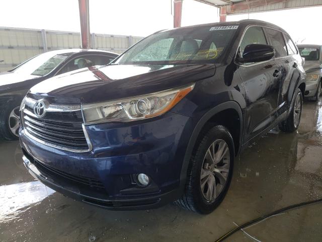5TDKKRFH0FS100707 - 2015 TOYOTA HIGHLANDER XLE BLUE photo 2