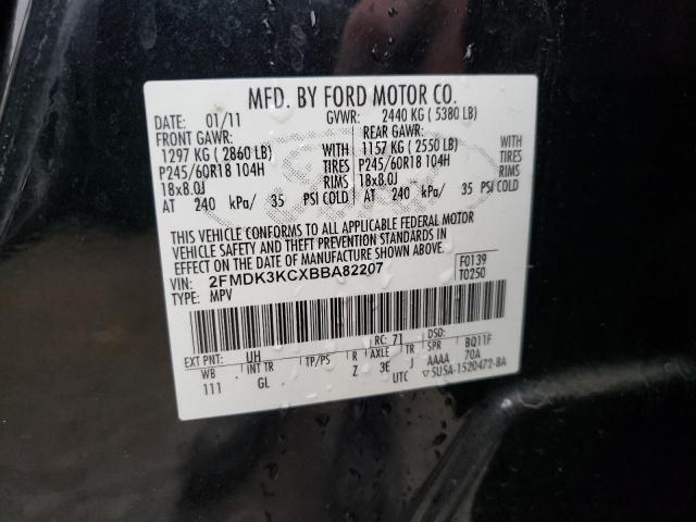 2FMDK3KCXBBA82207 - 2011 FORD EDGE LIMITED BLACK photo 13