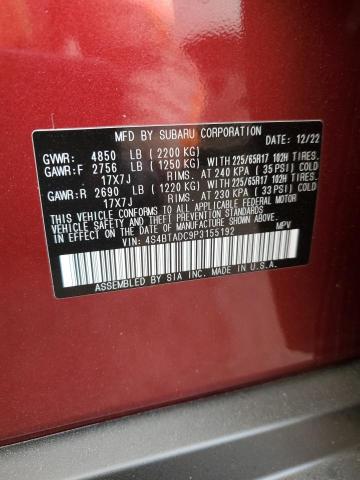 4S4BTADC9P3155192 - 2023 SUBARU OUTBACK PREMIUM BURGUNDY photo 12