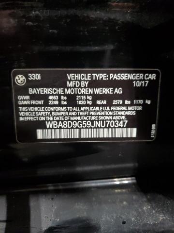 WBA8D9G59JNU70347 - 2018 BMW 330 XI BLACK photo 12