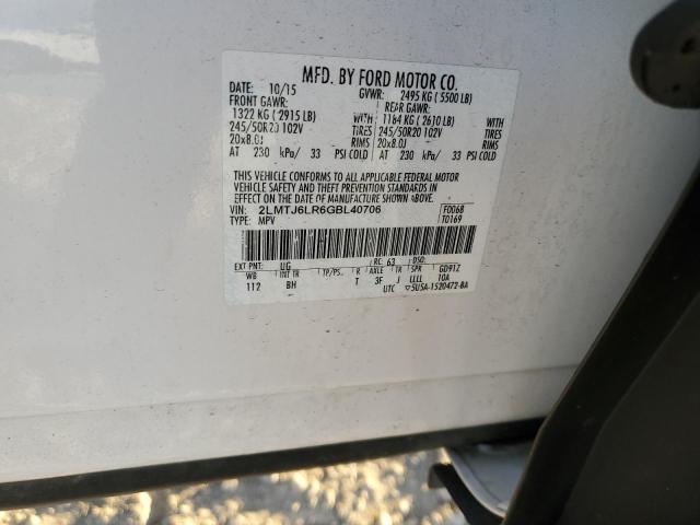 2LMTJ6LR6GBL40706 - 2016 LINCOLN MKX RESERVE თეთრი ფოტო 14