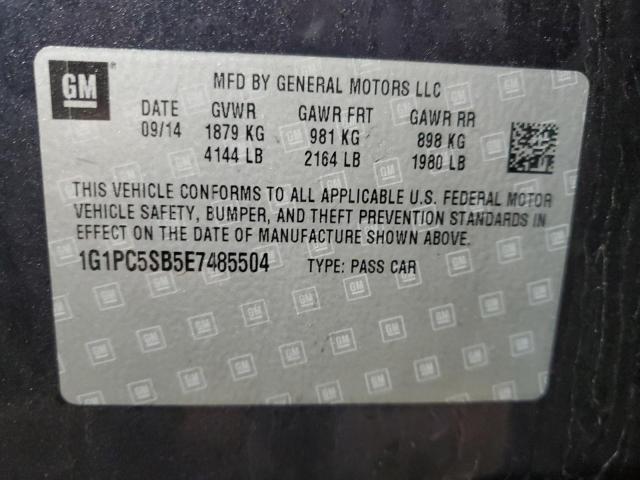 1G1PC5SB5E7485504 - 2014 CHEVROLET CRUZE LT PURPLE photo 12