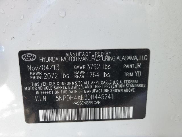 5NPDH4AE3DH445241 - 2013 HYUNDAI ELANTRA GLS WHITE photo 12