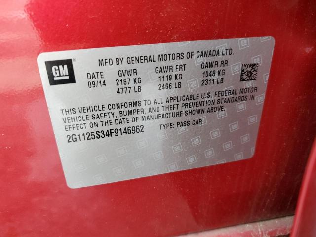 2G1125S34F9146962 - 2015 CHEVROLET IMPALA LT RED photo 12