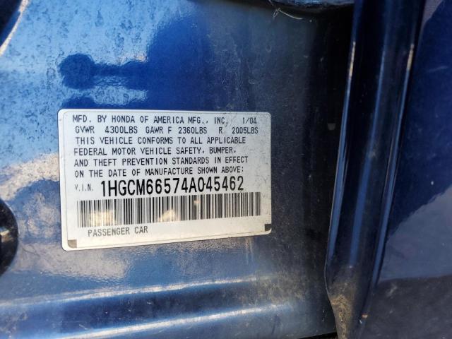 1HGCM66574A045462 - 2004 HONDA ACCORD EX BLUE photo 12