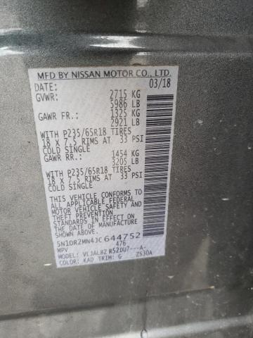 5N1DR2MN4JC644752 - 2018 NISSAN PATHFINDER S GRAY photo 14