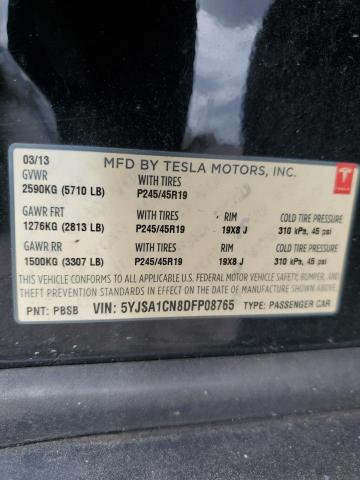 5YJSA1CN8DFP08765 - 2013 TESLA MODEL S Կապույտ լուսանկար 12