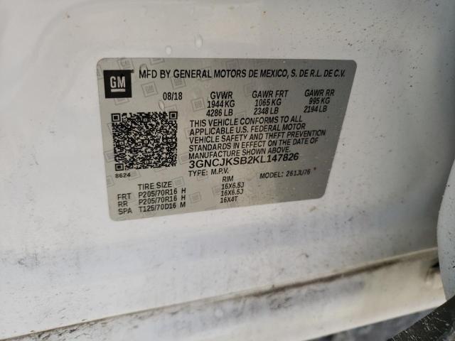 3GNCJKSB2KL147826 - 2019 CHEVROLET TRAX LS WHITE photo 13