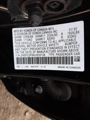 2HGFC2F89LH535128 - 2020 HONDA CIVIC SPORT 黑色 照片 12