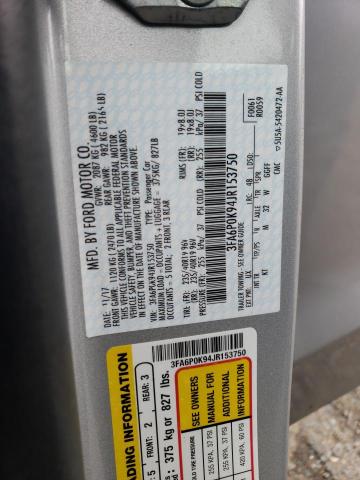 3FA6P0K94JR153750 - 2018 FORD FUSION TITANIUM/PLATINUM SILVER photo 13