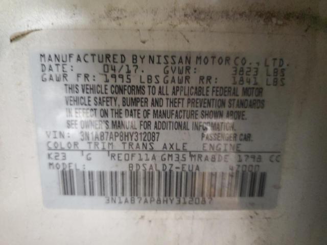 3N1AB7AP8HY312087 - 2017 NISSAN SENTRA S SILVER photo 12