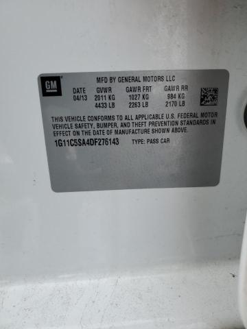 1G11C5SA4DF276143 - 2013 CHEVROLET MALIBU 1LT WHITE photo 12