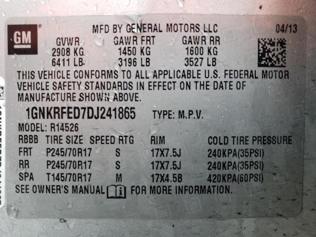 1GNKRFED7DJ241865 - 2013 CHEVROLET TRAVERSE LS SILVER photo 12