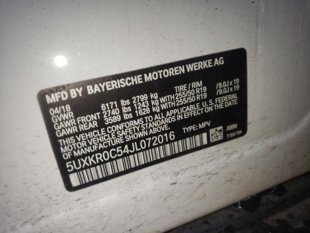 5UXKR0C54JL072016 - 2018 BMW X5 XDRIVE35I WHITE photo 12