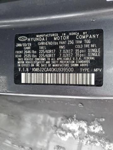 KM8J2CA40KU939500 - 2019 HYUNDAI TUCSON SE GRAY photo 13