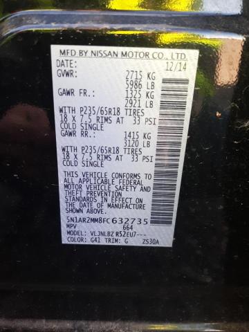 5N1AR2MM8FC632735 - 2015 NISSAN PATHFINDER S შავი ფოტო 13