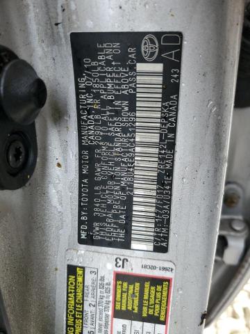 2T1BU4EE9AC451296 - 2010 TOYOTA COROLLA BASE SILVER photo 12