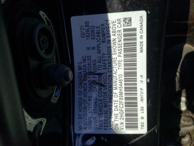 2HGFC2F89MH544610 - 2021 HONDA CIVIC SPORT 黑色 照片 12