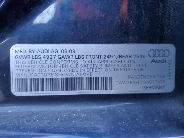 WAUFFAFL2AN017626 - 2010 AUDI A4 PREMIUM PLUS BLUE photo 12