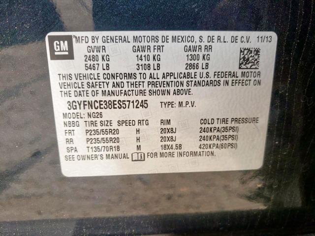 3GYFNCE38ES571245 - 2014 CADILLAC SRX PERFORMANCE COLLECTION Қара фото 10