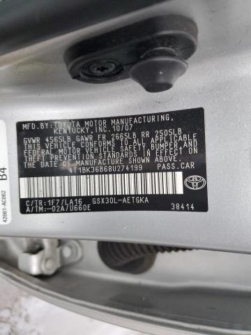 4T1BK36B68U274199 - 2008 TOYOTA AVALON XL SILVER photo 12