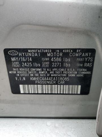 KMHEC4A44EA118085 - 2014 HYUNDAI SONATA HYBRID SILVER photo 12